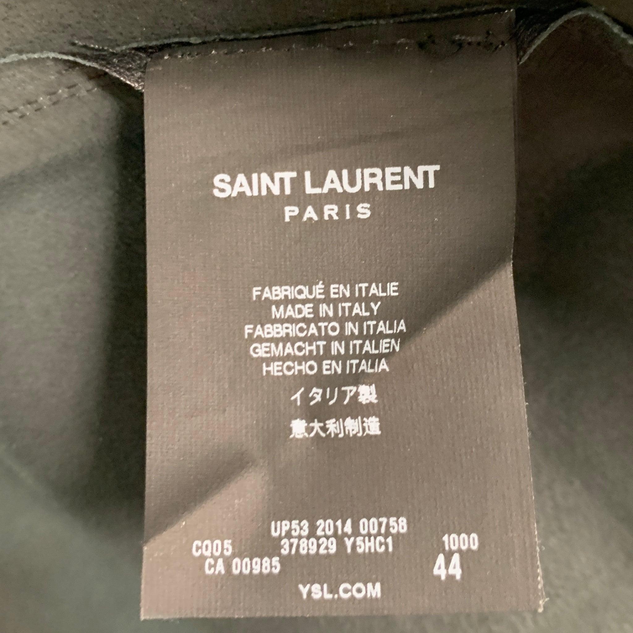 SAINT LAURENT Size 34 Black Leather Western Long Sleeve Shirt 2