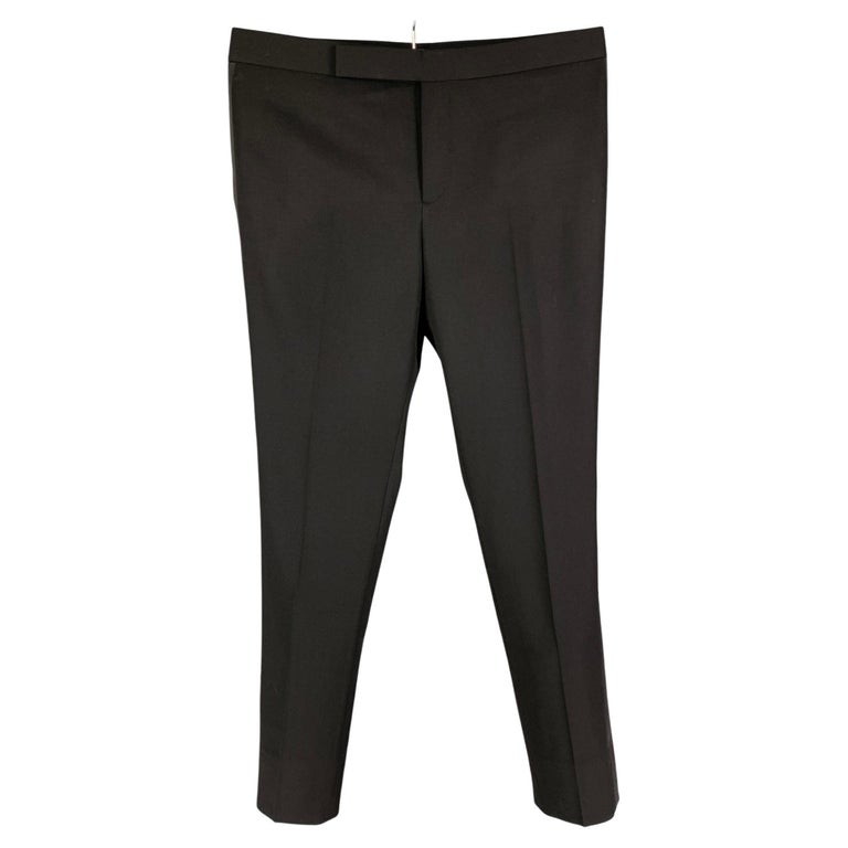 SAINT LAURENT Size 34 Black Wool Tuxedo Dress Pants For Sale at 1stDibs