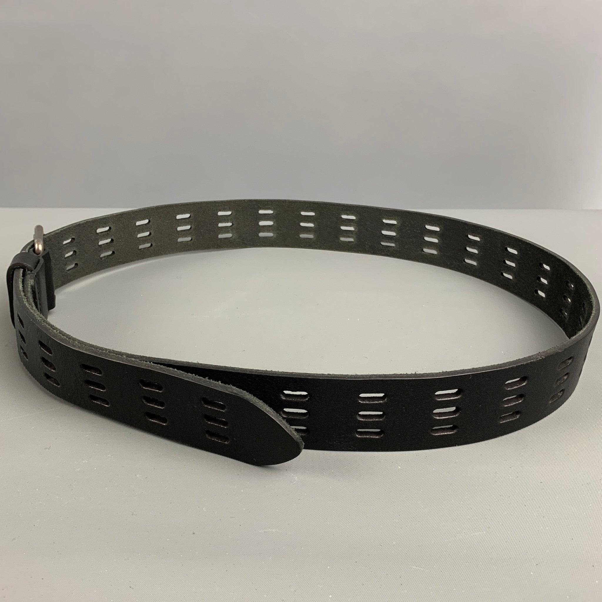 Men's SAINT LAURENT Size 36 Black Perforated Leather Belt