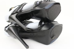 Saint Laurent Size 37 YSL Calfskin Tribute 105 Platform Woodstock Sandals 5ysl22