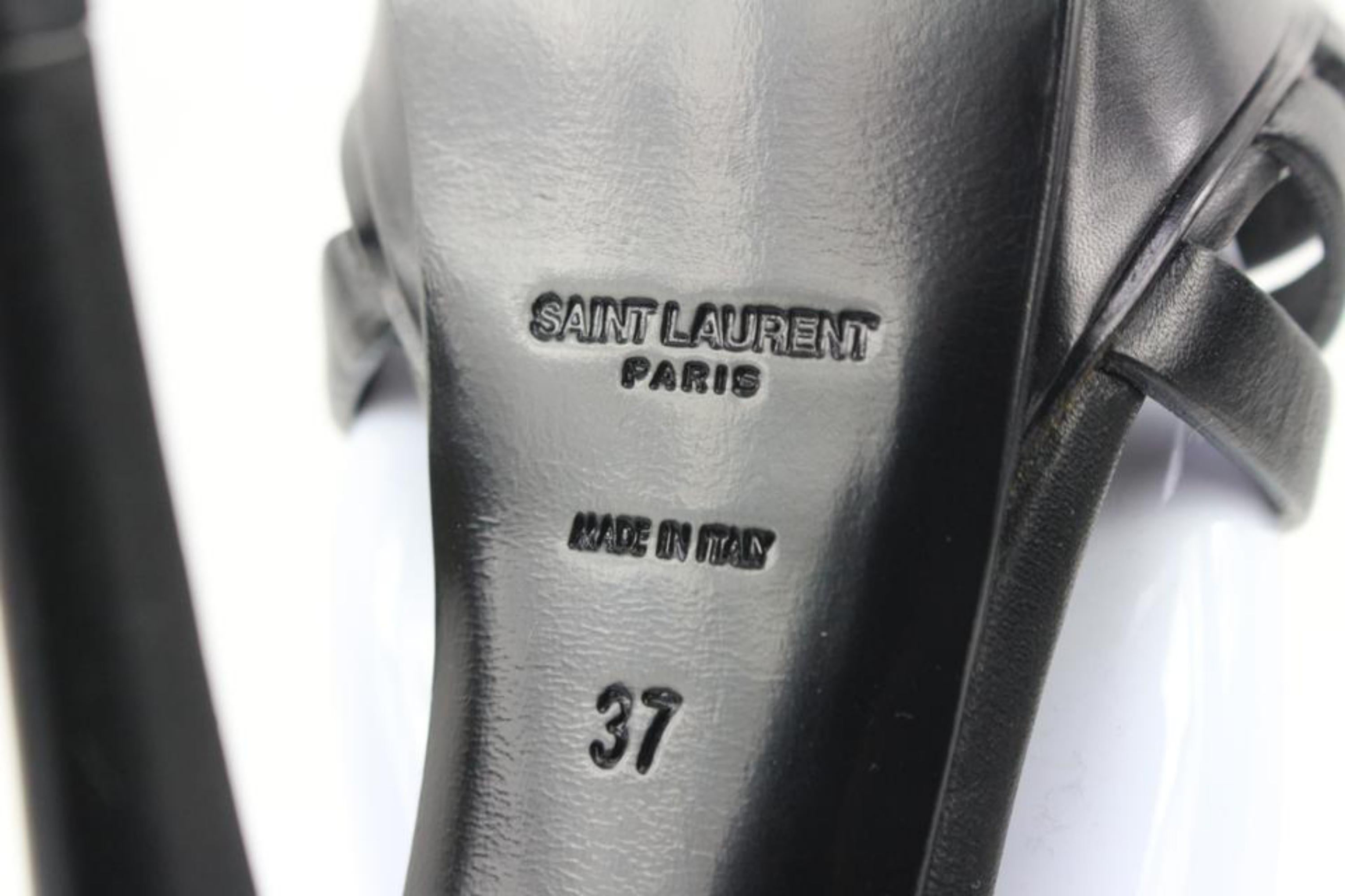Saint Laurent Size 37 YSL Calfskin Tribute 105 Platform Woodstock Sandals 5ysl22 For Sale 1