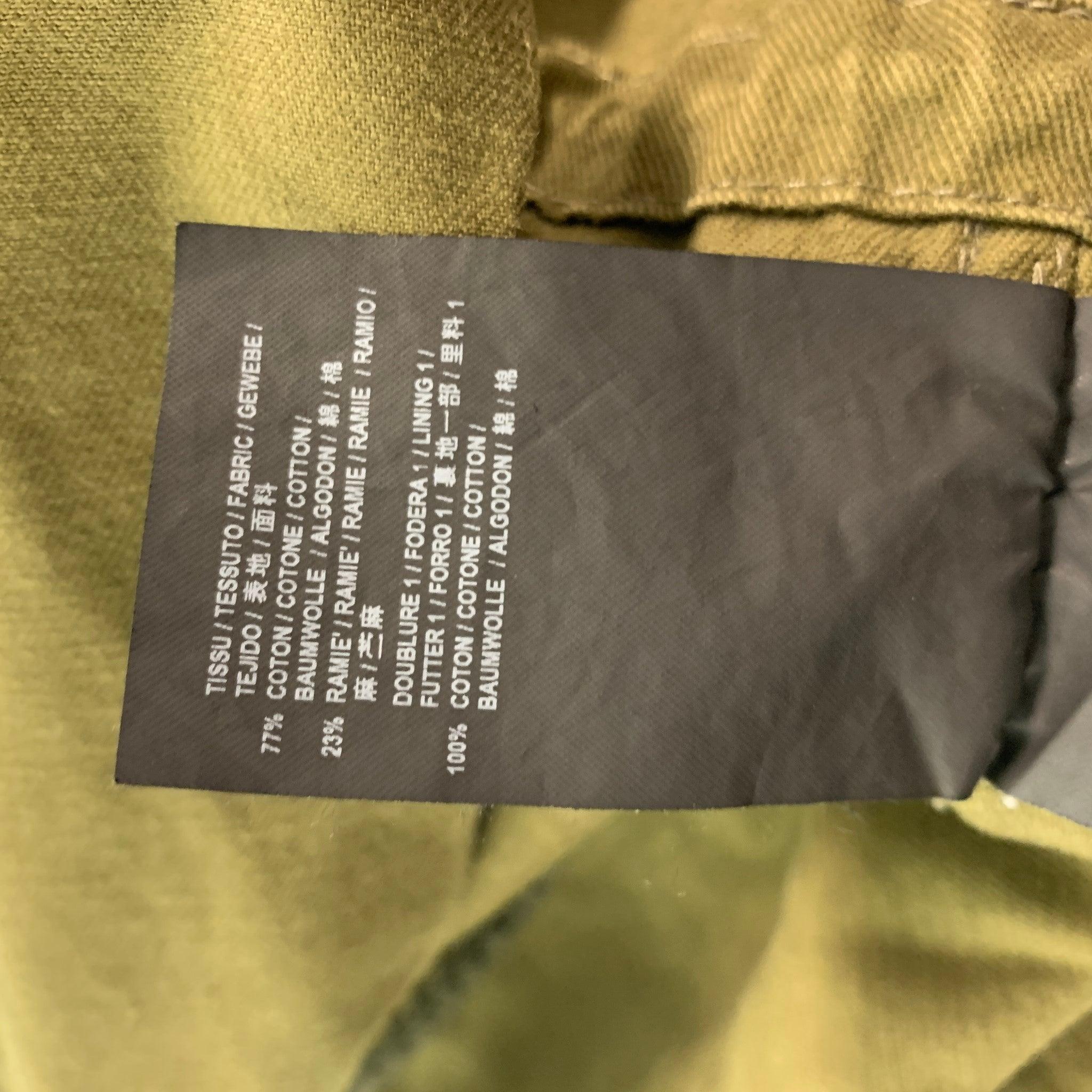 SAINT LAURENT Size 38 Khaki Cotton Ramie Utility Jacket For Sale 2