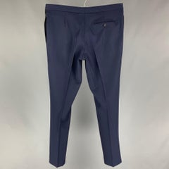 SAINT LAURENT Size 38 Navy Black Wool Tuxedo Dress Pants