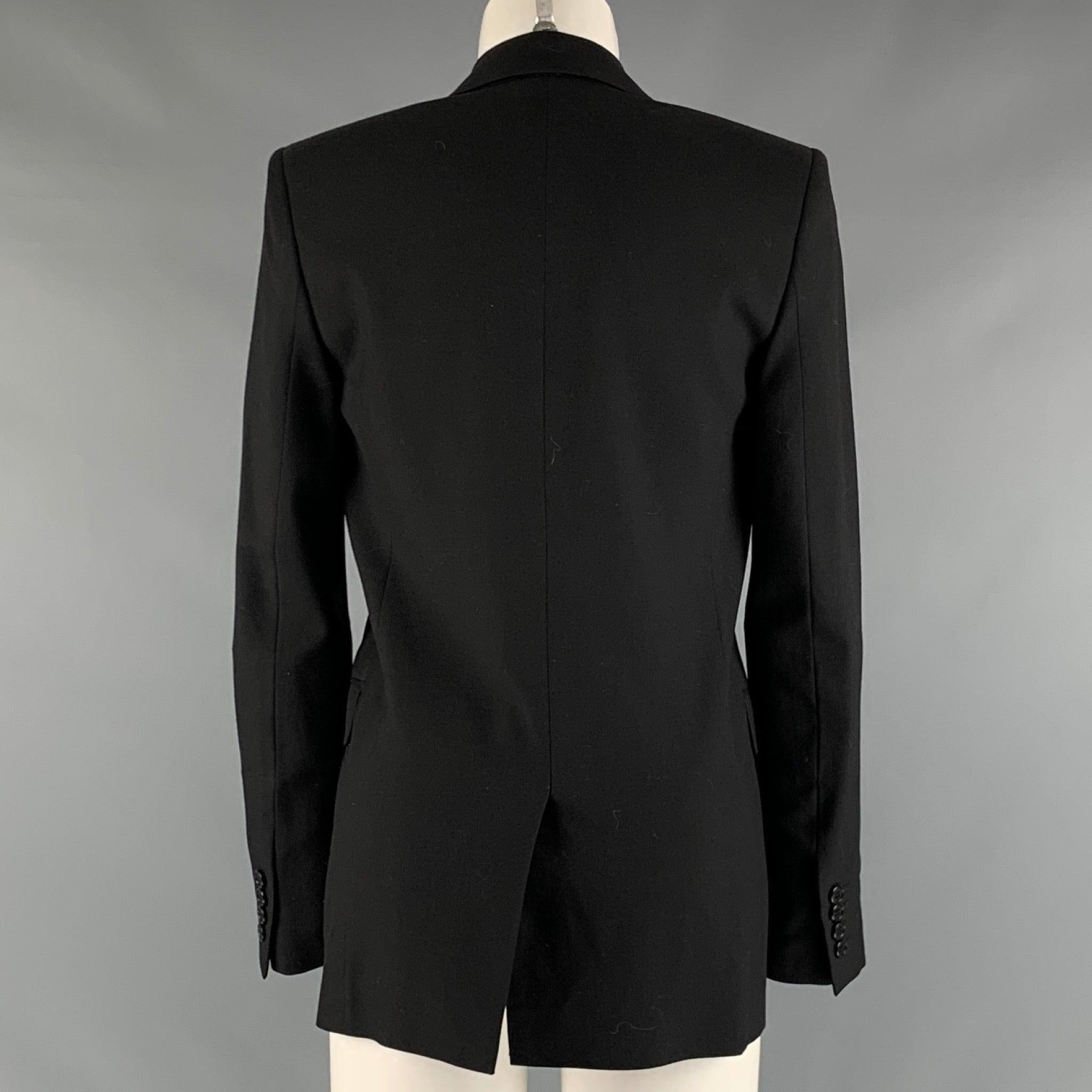 SAINT LAURENT Size 4 Black Virgin Wool Single Breasted  Blazer In Excellent Condition In San Francisco, CA
