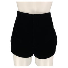 SAINT LAURENT Size 4 Black Viscose Blend High Waist Mini Shorts