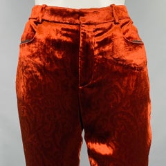 SAINT LAURENT Size 4 Burgundy Viscose Blend Velvet Dress Pants