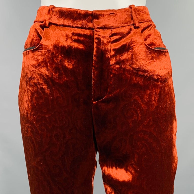 SAINT LAURENT Size 4 Burgundy Viscose Blend Velvet Dress Pants For Sale at  1stDibs