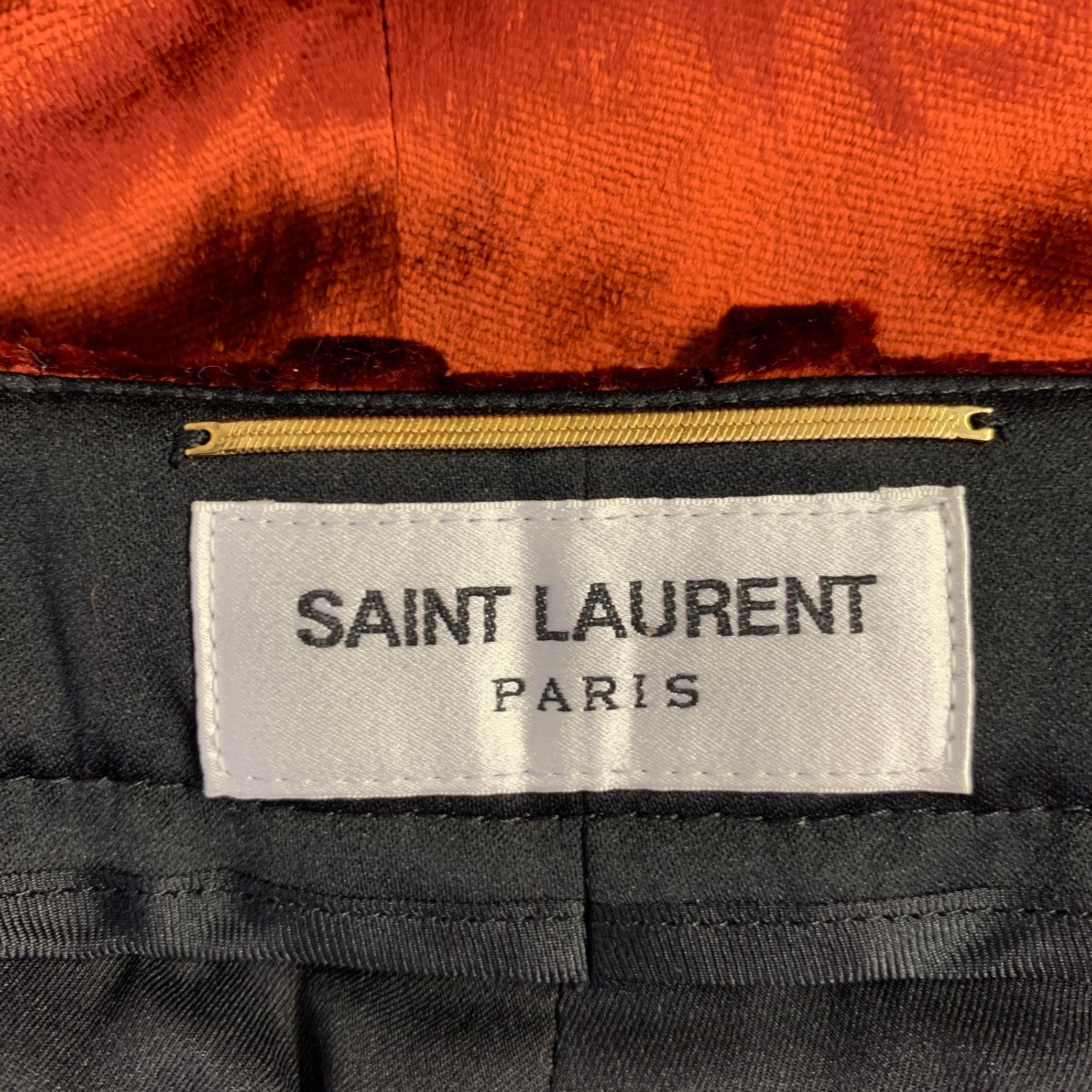SAINT LAURENT Size 4 Burgundy Viscose Blend Velvet Dress Pants In Excellent Condition For Sale In San Francisco, CA
