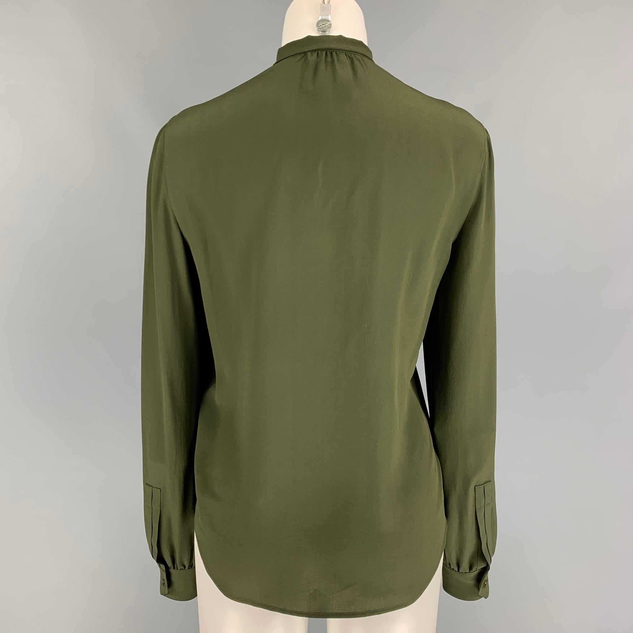 dark green silk blouse
