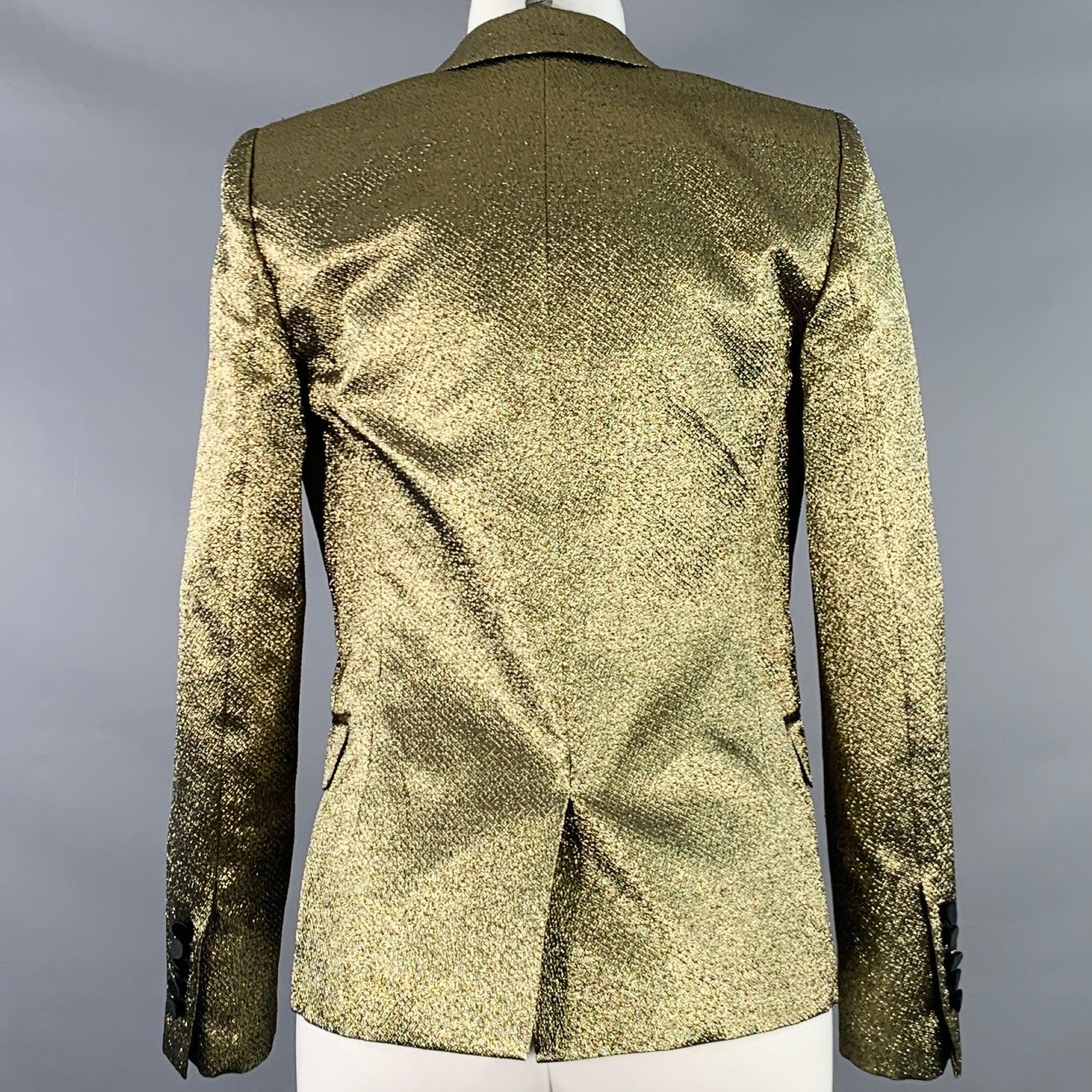 Beige SAINT LAURENT Taille 4 Or Noir Veste de smoking Blazer en polyester mélangé en vente