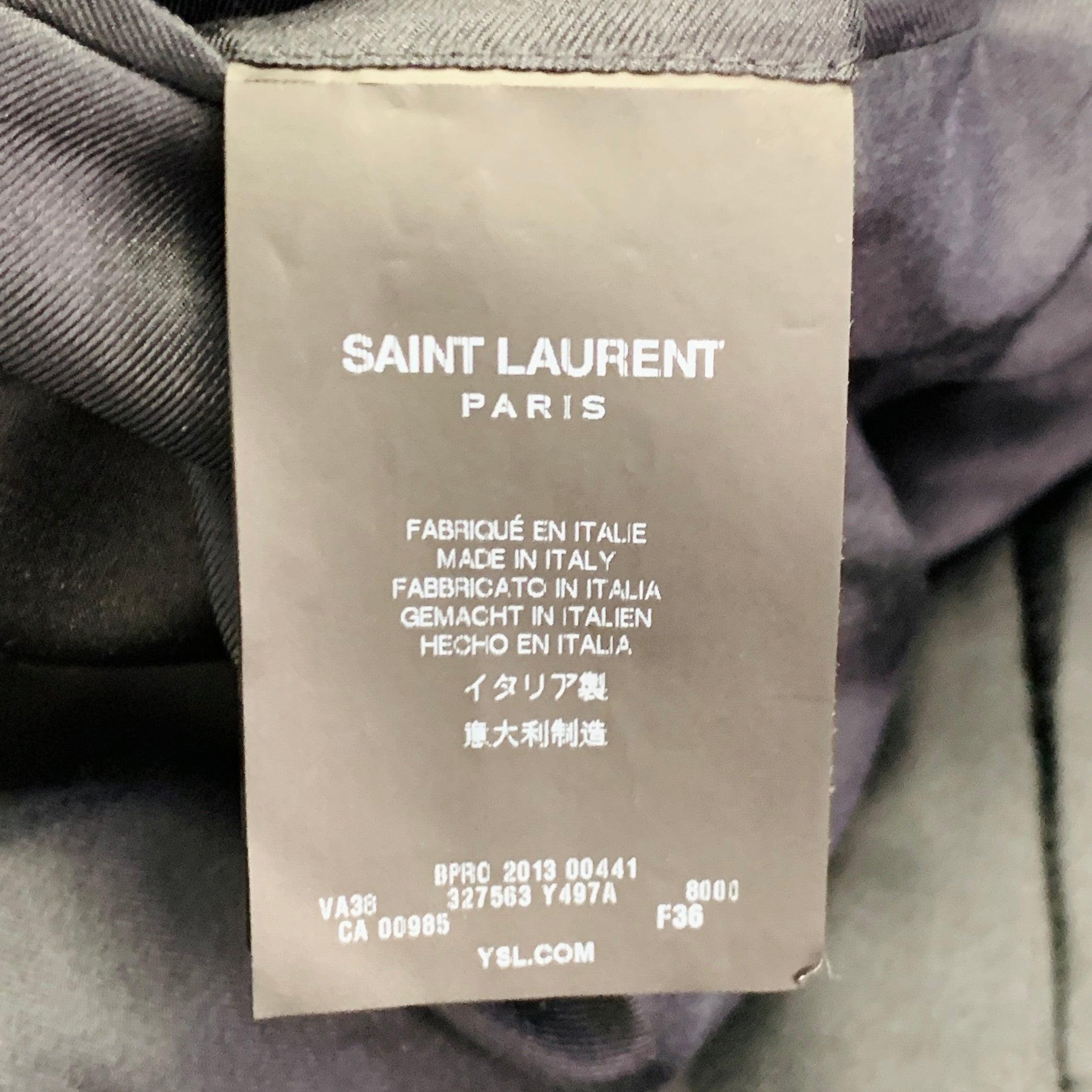 SAINT LAURENT Taille 4 Or Noir Veste de smoking Blazer en polyester mélangé en vente 2