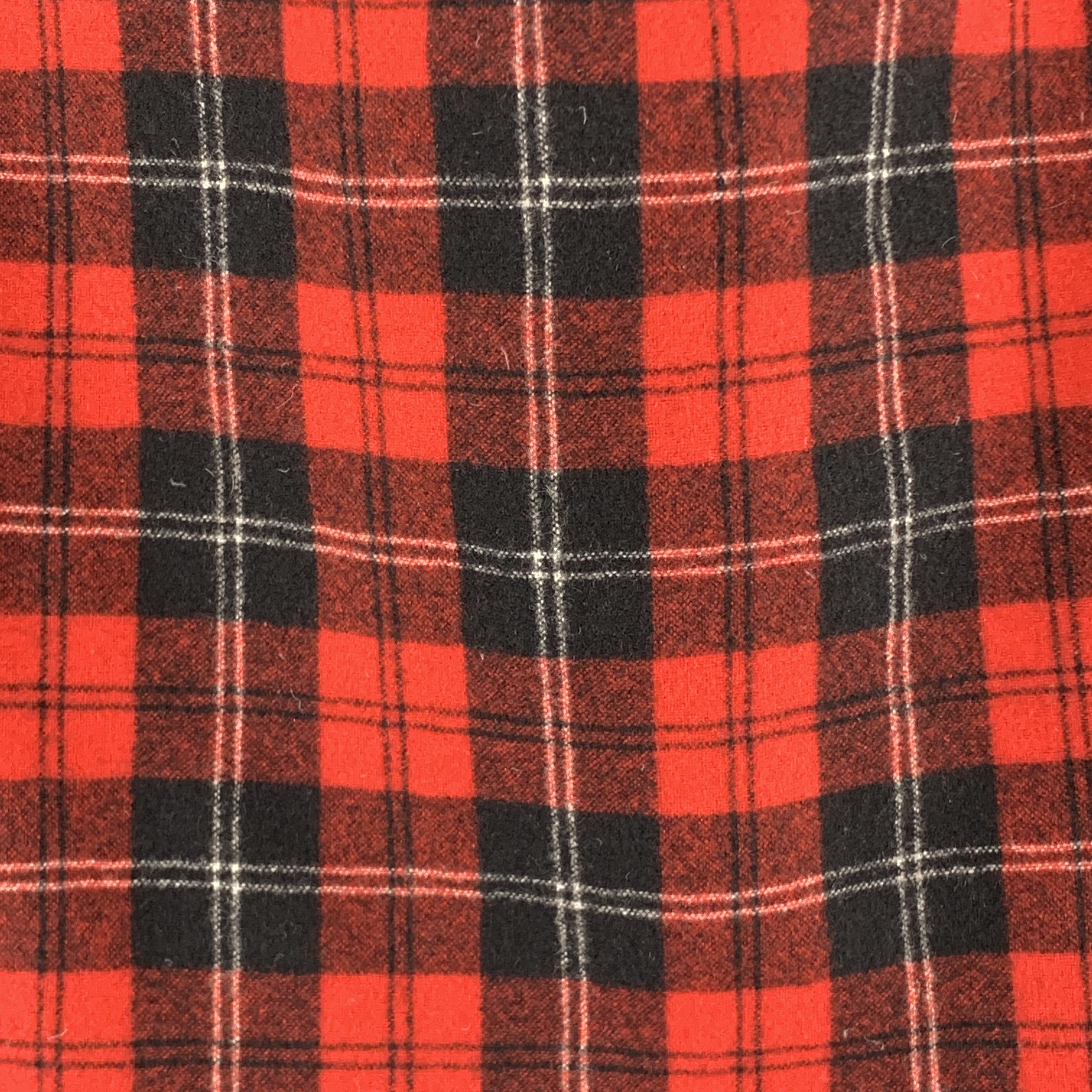 Women's SAINT LAURENT Size 4 Red Plaid Wool Oversized Boyfriend Flannel Blouse