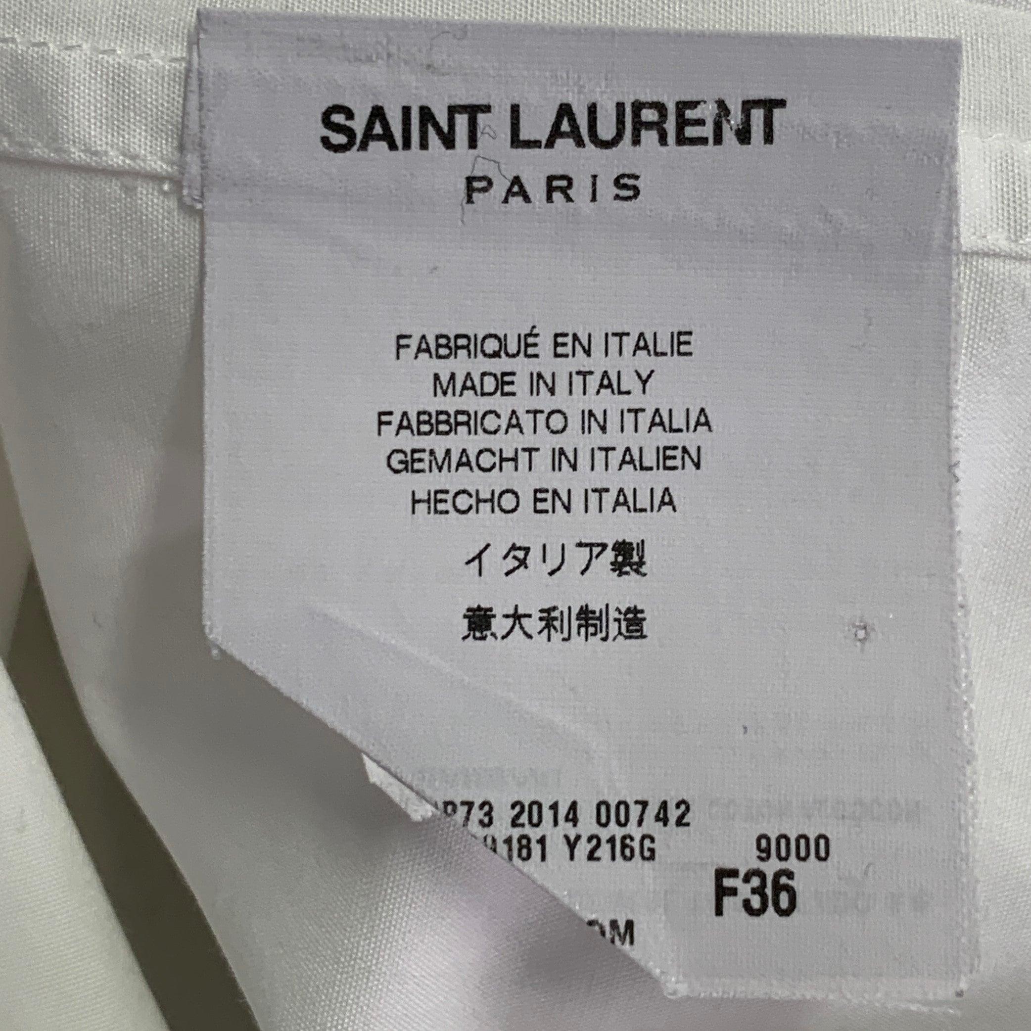 SAINT LAURENT Size 4 White Cotton Button Up Shirt For Sale 2