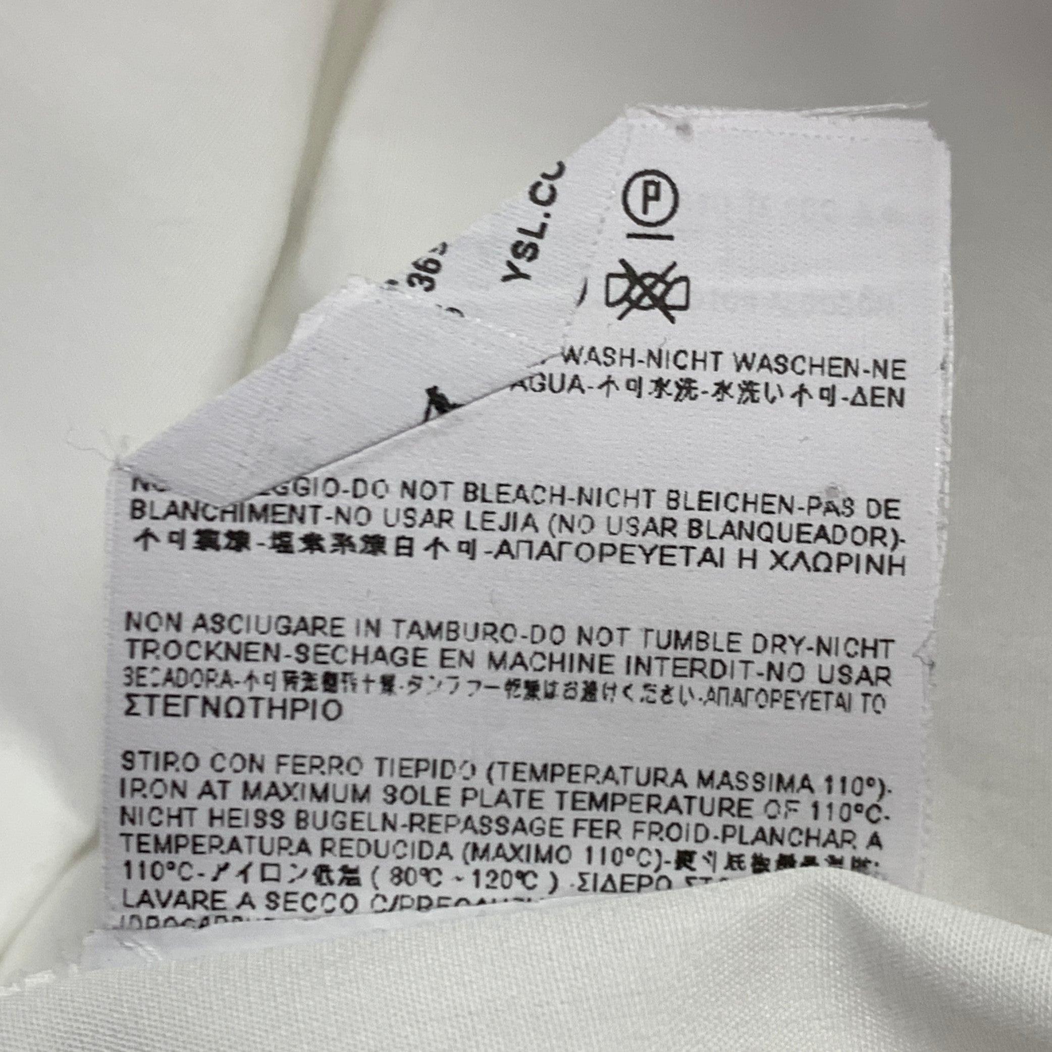 SAINT LAURENT Size 4 White Cotton Button Up Shirt For Sale 3