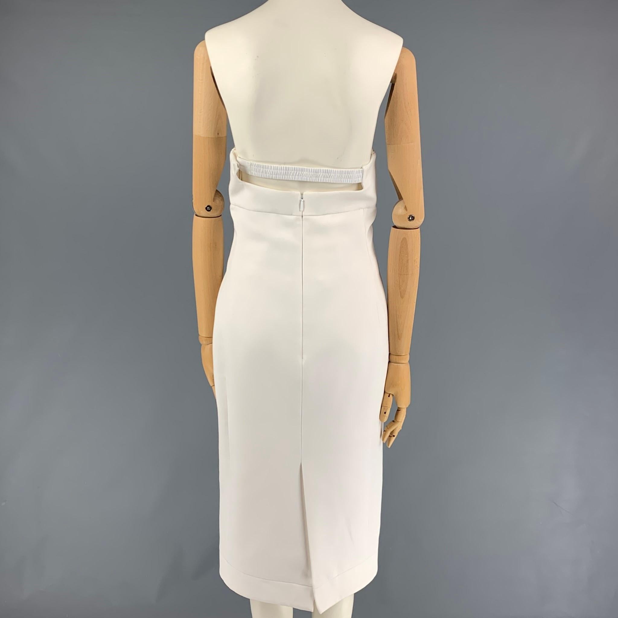 Gray SAINT LAURENT Size 4 White Viscose Strapless Cutout Cocktail Dress