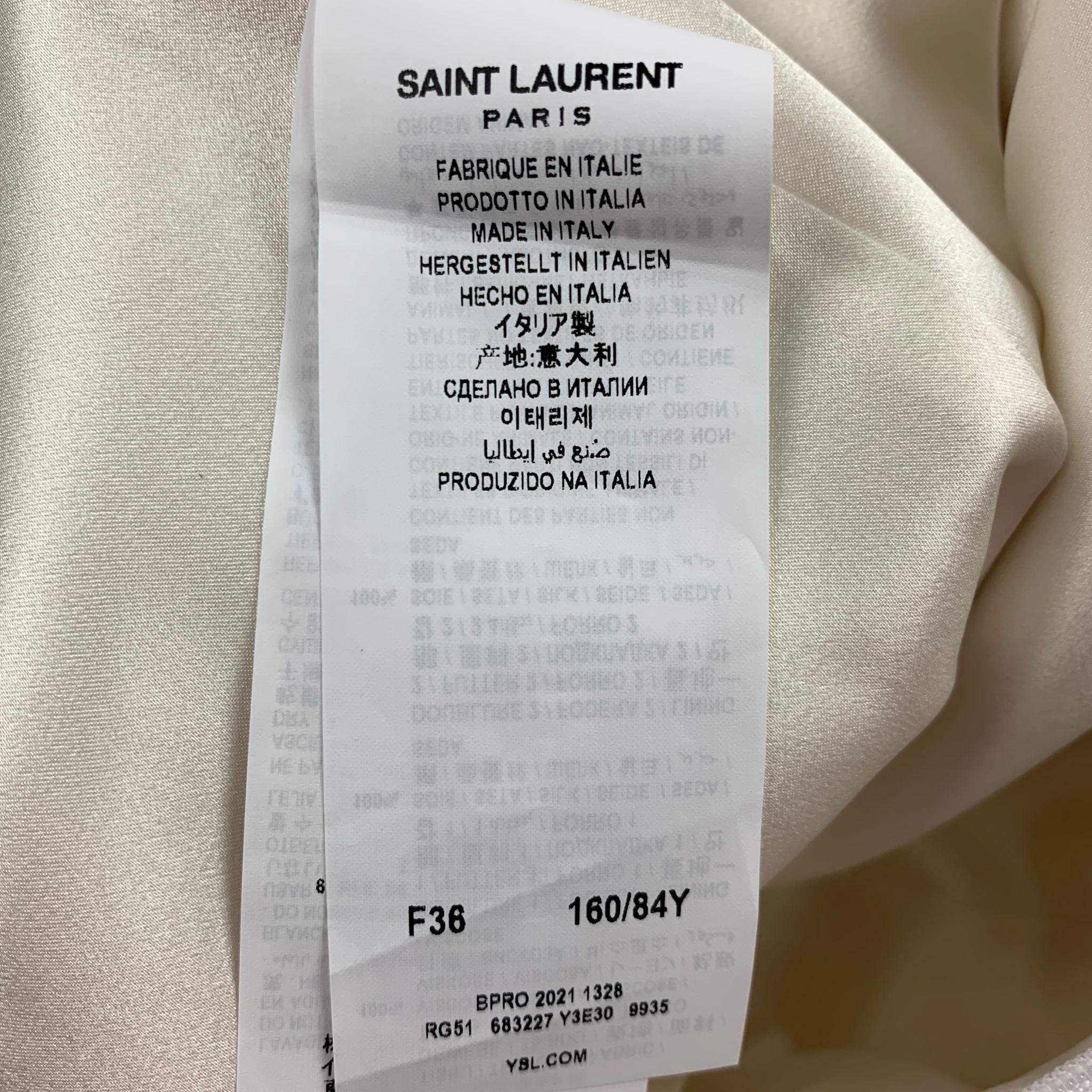 SAINT LAURENT Size 4 White Viscose Strapless Cutout Cocktail Dress In Good Condition In San Francisco, CA