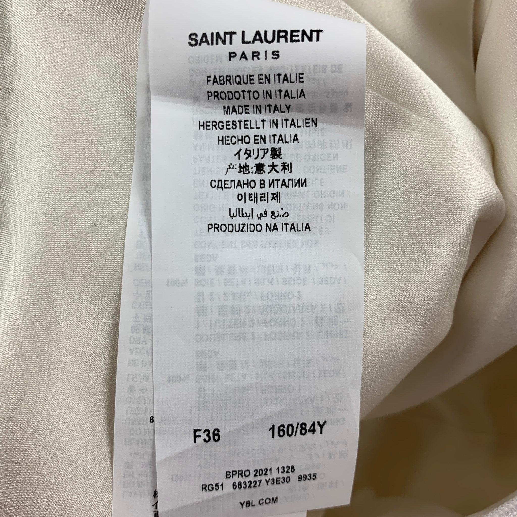 SAINT LAURENT Size 4 White Viscose Strapless Cutout Cocktail Dress For Sale 1