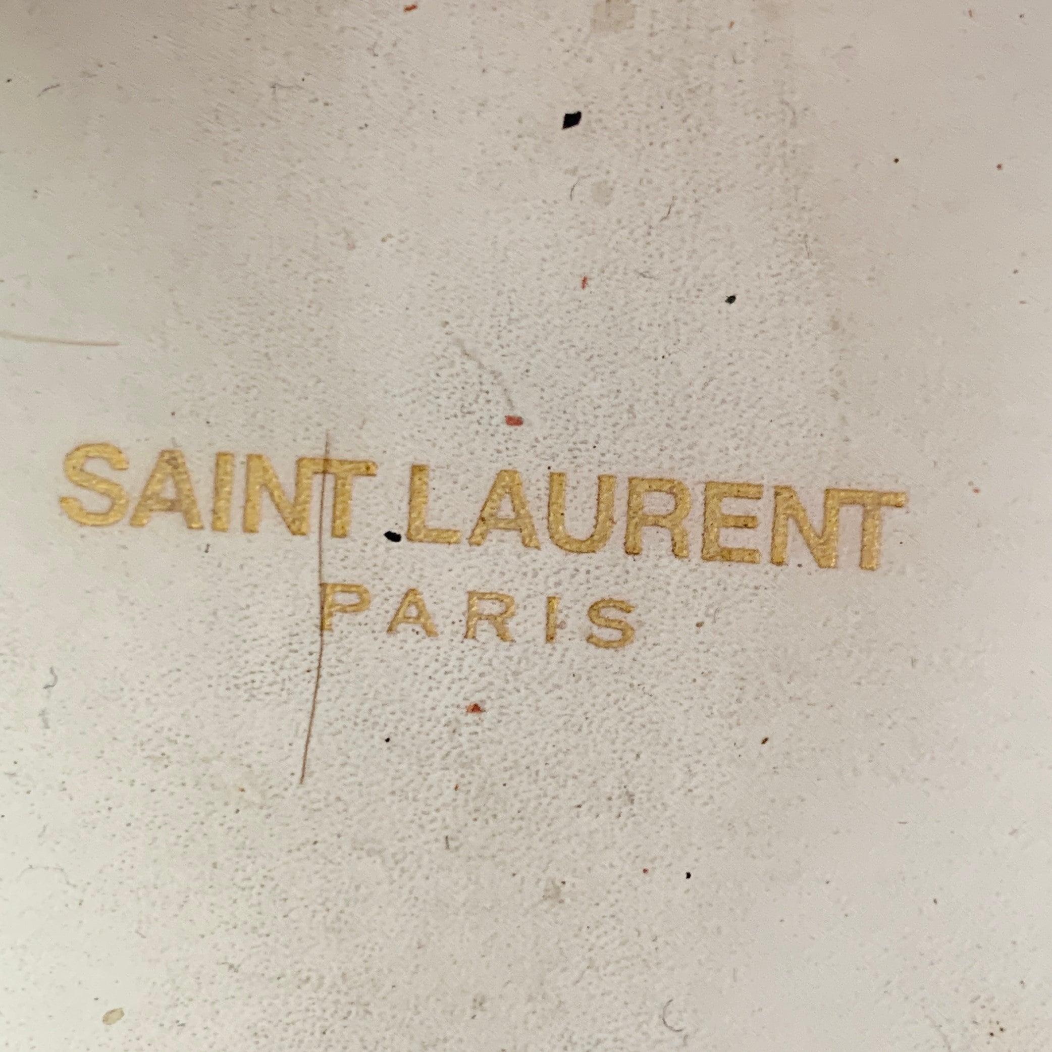 SAINT LAURENT Size 7 White Silver Leather Studded Low Top Sneakers en vente 2
