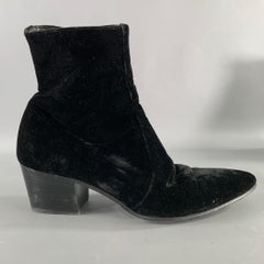 SAINT LAURENT Chelsea-Stiefel aus schwarzem Samt, Größe 8