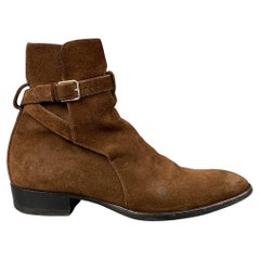 SAINT LAURENT Size 8 Brown Suede Belted Wyatt Jodhpur Boots