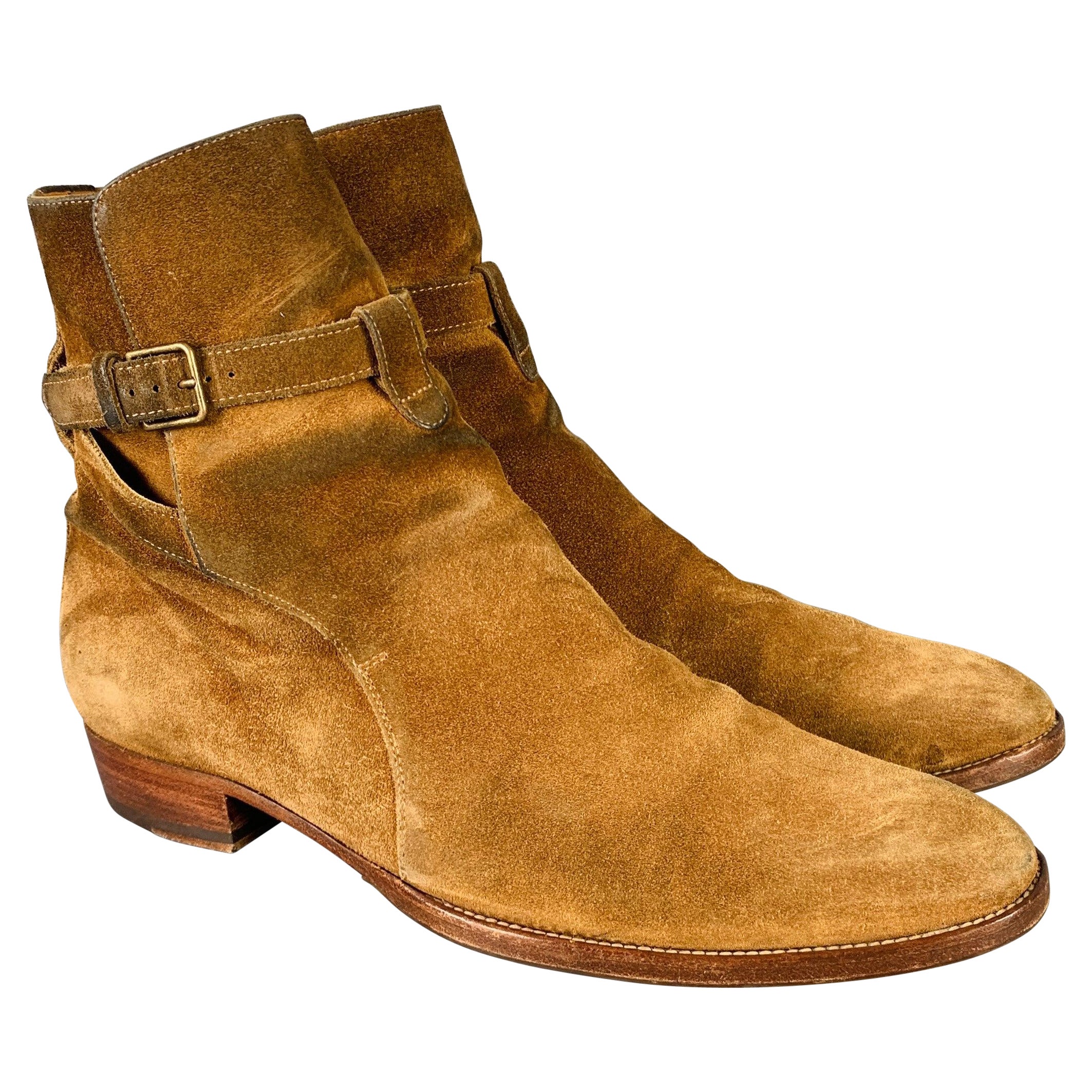 SAINT LAURENT Size 8 -Wyatt 30 Jodhpur- Tan Suede Belted Boots
