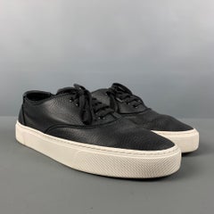 SAINT LAURENT Size 8.5 Black Leather Low Top Sneakers