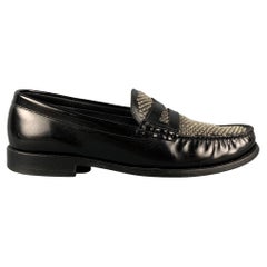 SAINT LAURENT Size 9 Black Silver Studded Leather Slip On Loafers
