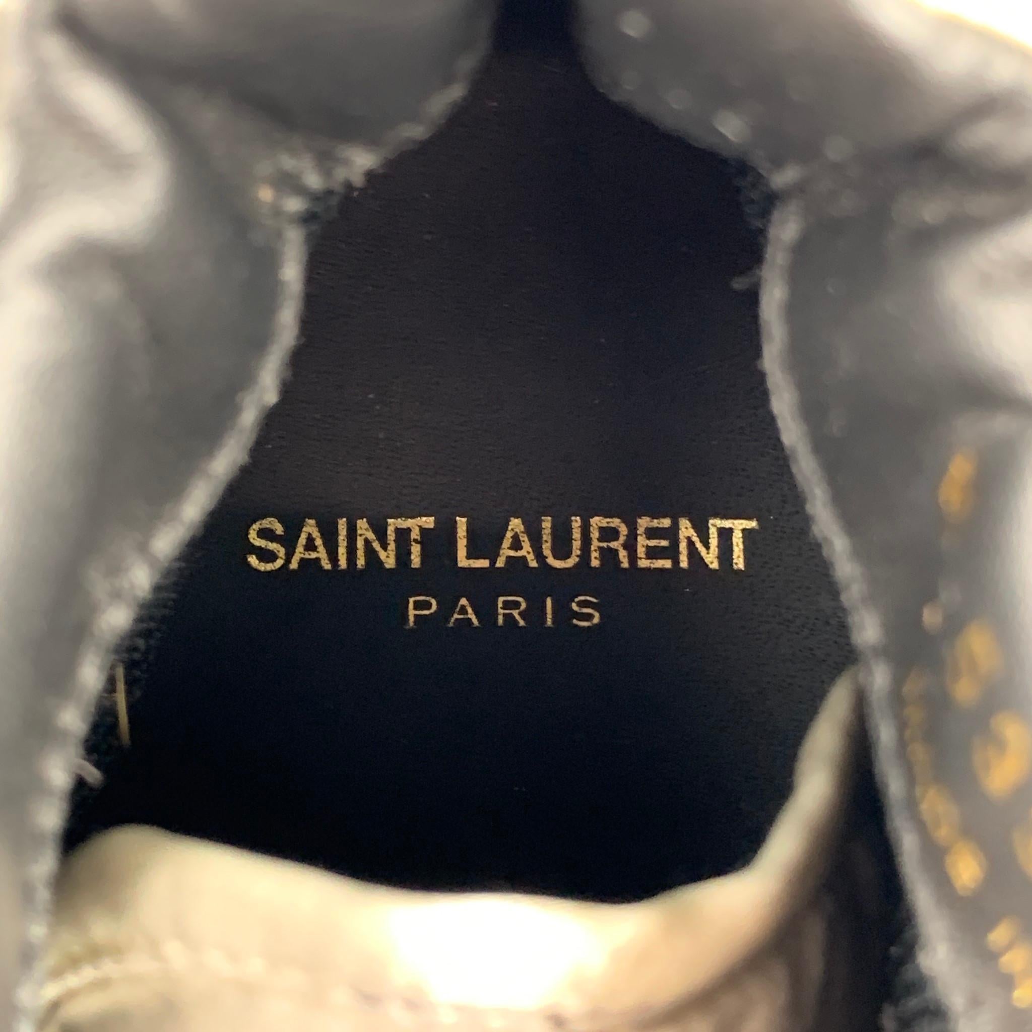 SAINT LAURENT Size 9 Silver Distressed Leather High Top Sneakers In Good Condition In San Francisco, CA