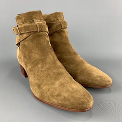 SAINT LAURENT Size 9 Tan Suede BLAKE JODHPUR Ankle Strap Boots