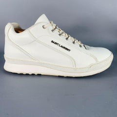 SAINT LAURENT Size 9 White Leather Lace-Up Low Top Sneakers