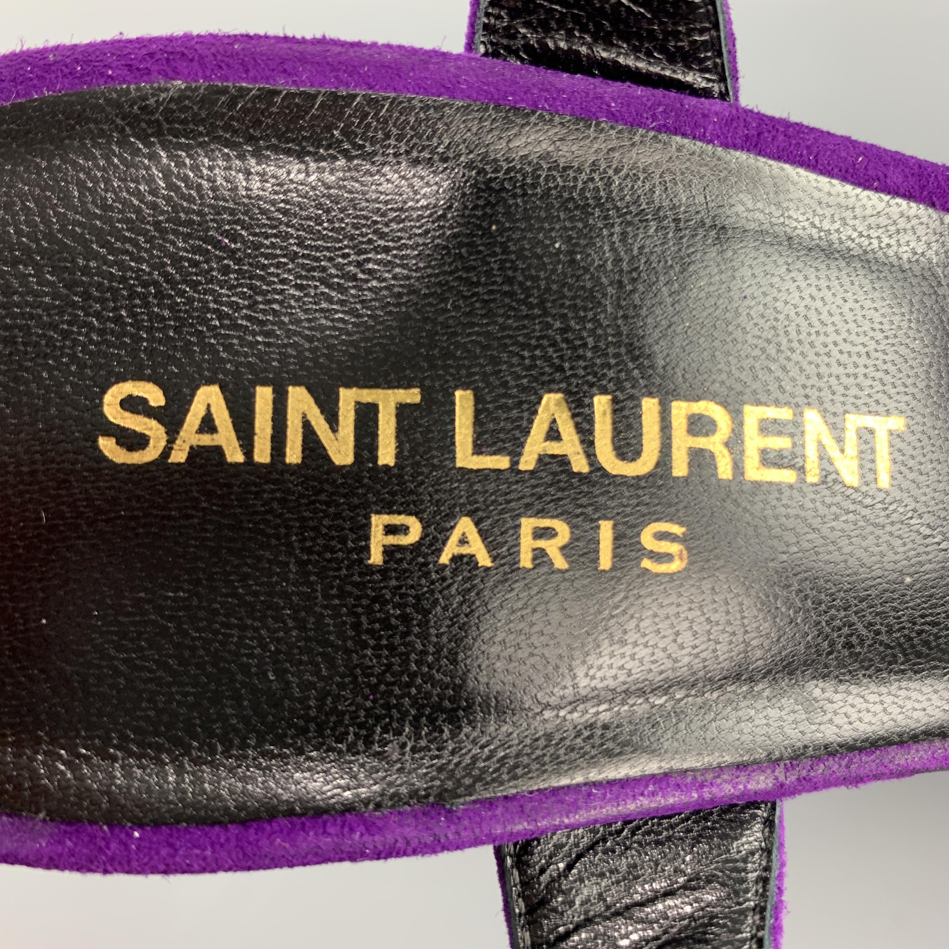 SAINT LAURENT Size 9.5 Purple Suede Platform CANDY Sandals 3