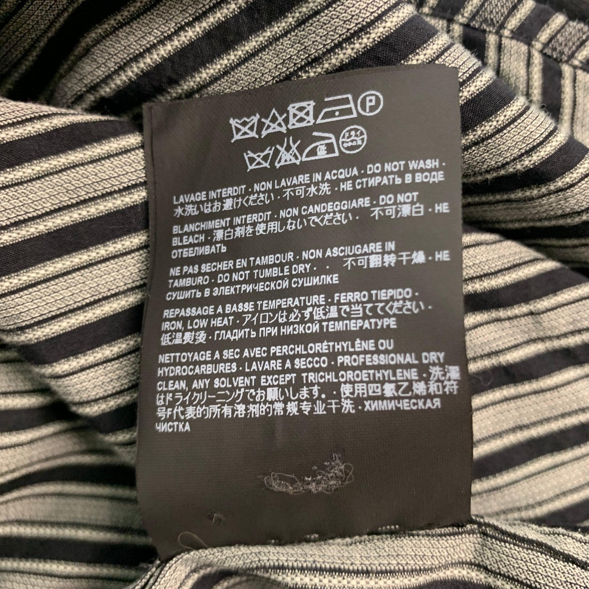 SAINT LAURENT Größe M Schwarz Grau gestreiftes langärmeliges Hemd aus Baumwolle mit Streifen im Angebot 4