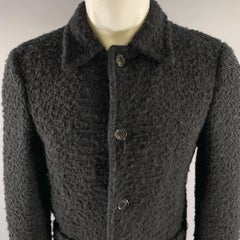 SAINT LAURENT Size M Black Tweed Wool  Polyamide Coat
