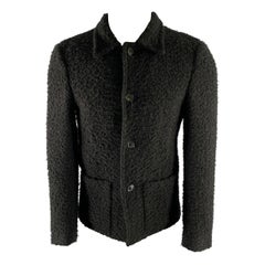 SAINT LAURENT Size M Black Tweed Wool  Polyamide Coat