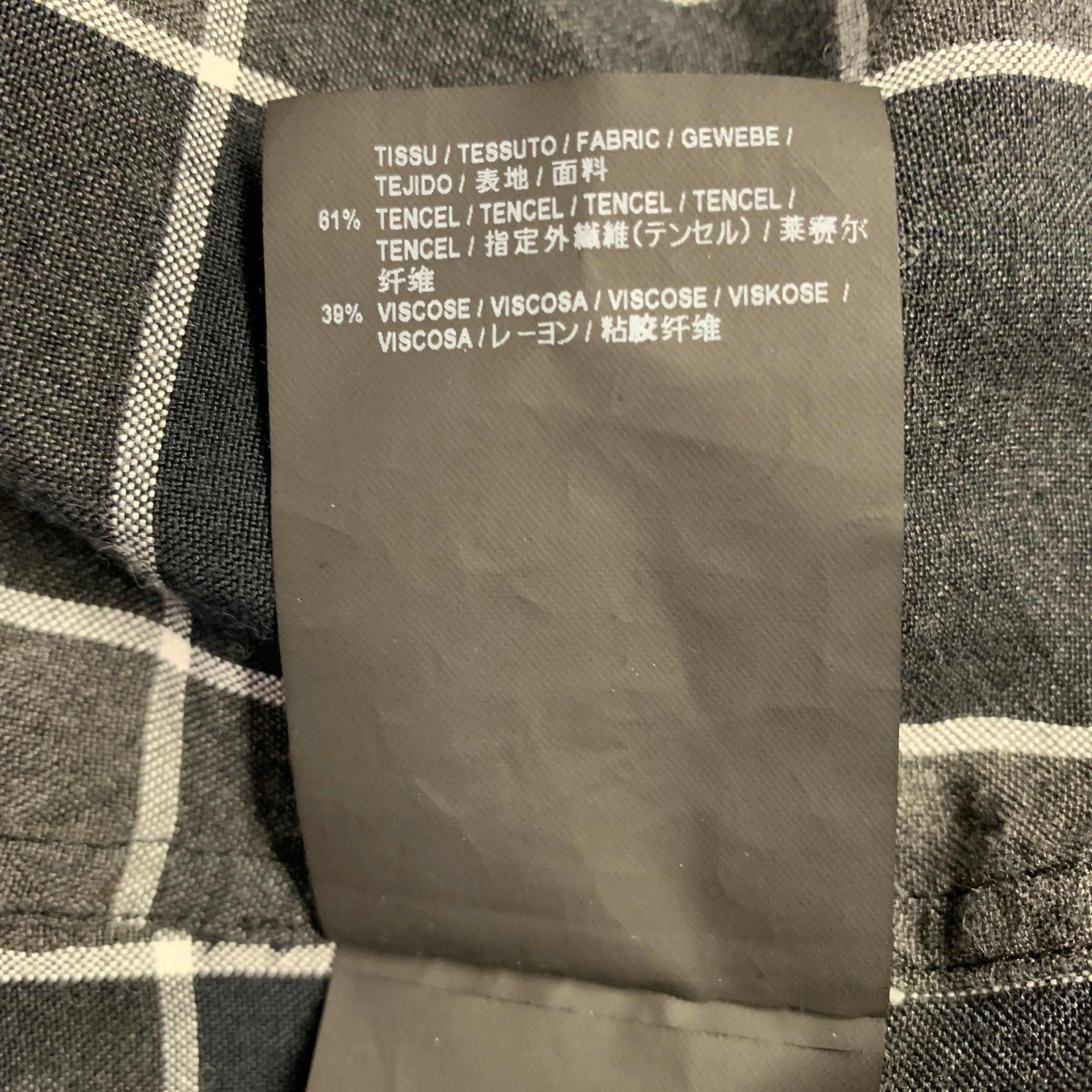 SAINT LAURENT Size M Grey Black White Plaid Tencel Viscose Long Sleeve Shirt For Sale 2