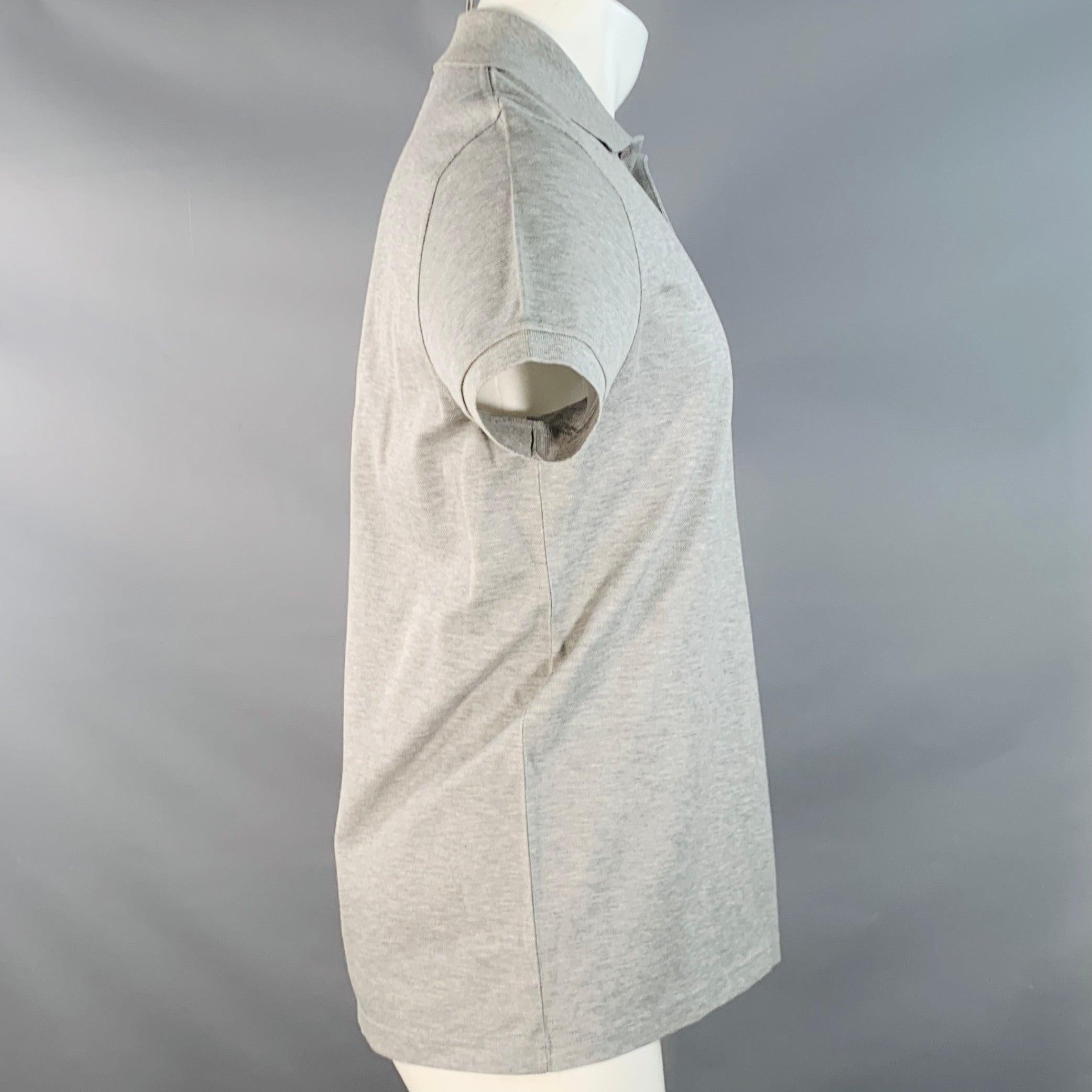 SAINT LAURENT Größe M Grau Pique Baumwolle Logo Kurzarm Polo im Zustand „Hervorragend“ im Angebot in San Francisco, CA