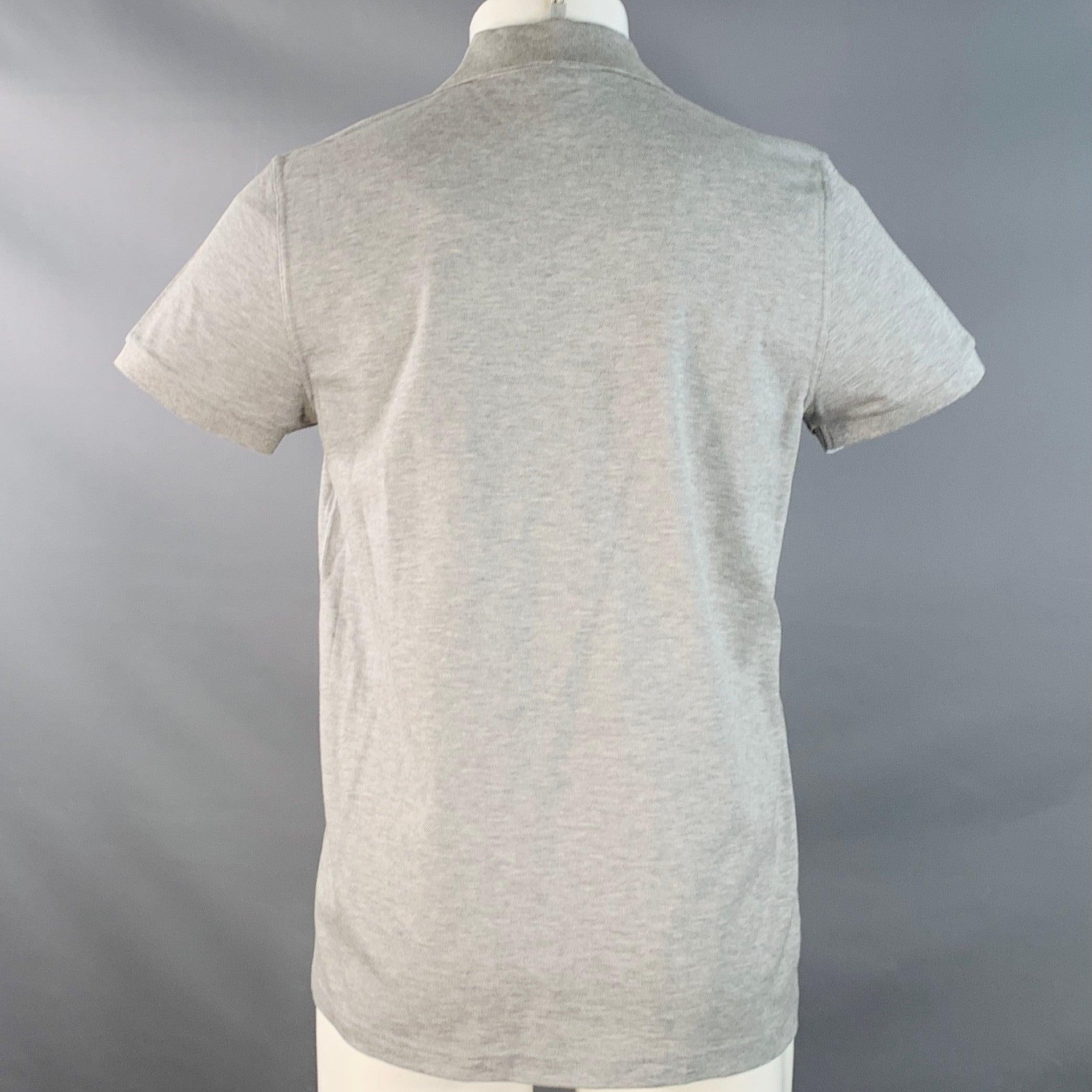 SAINT LAURENT Größe M Grau Pique Baumwolle Logo Kurzarm Polo Herren im Angebot