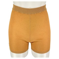 SAINT LAURENT Size S Beige Viscose Ribbed Cyclist Shorts