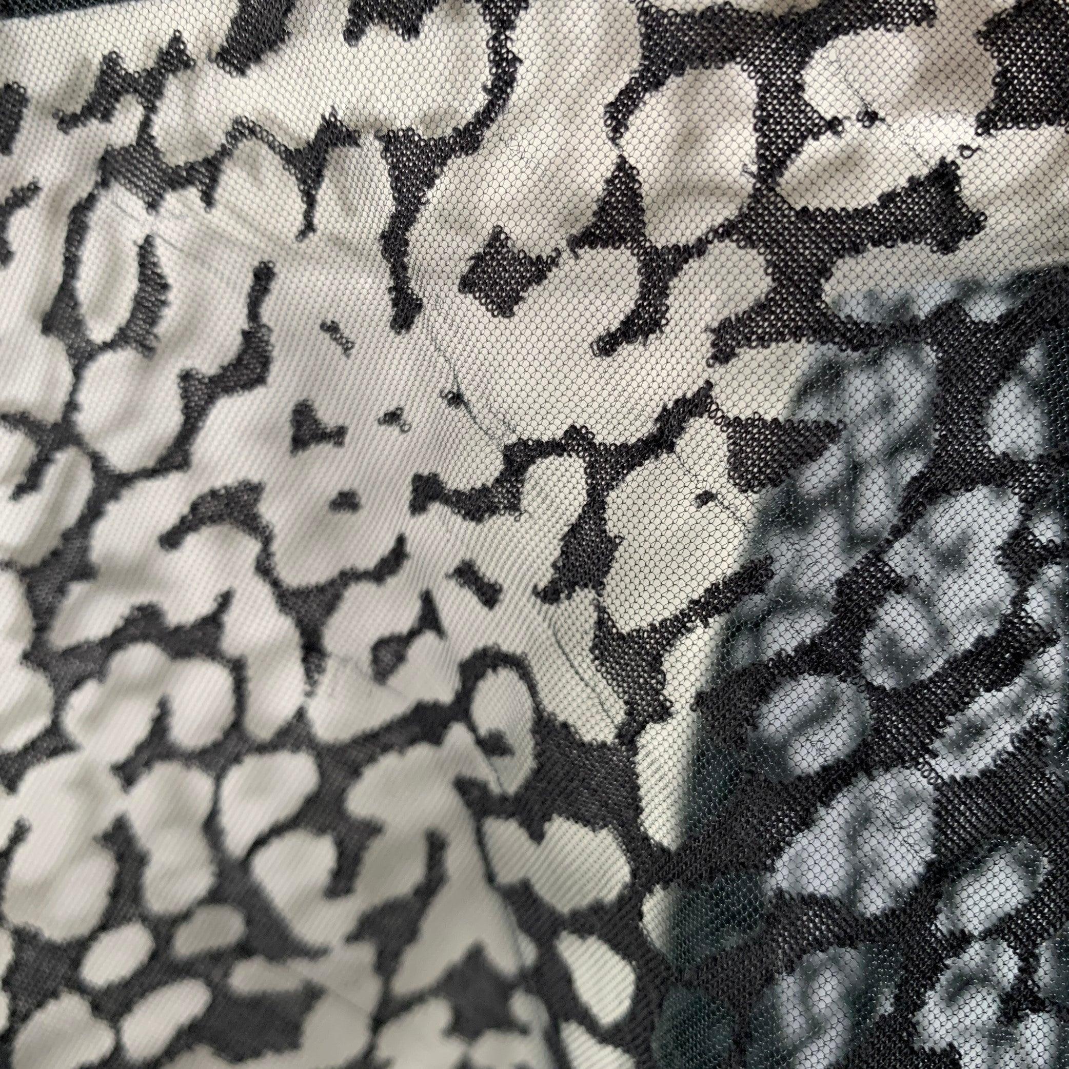SAINT LAURENT Size S Noir Lyocell Blend See Through Animal Print Casual Top en vente 2