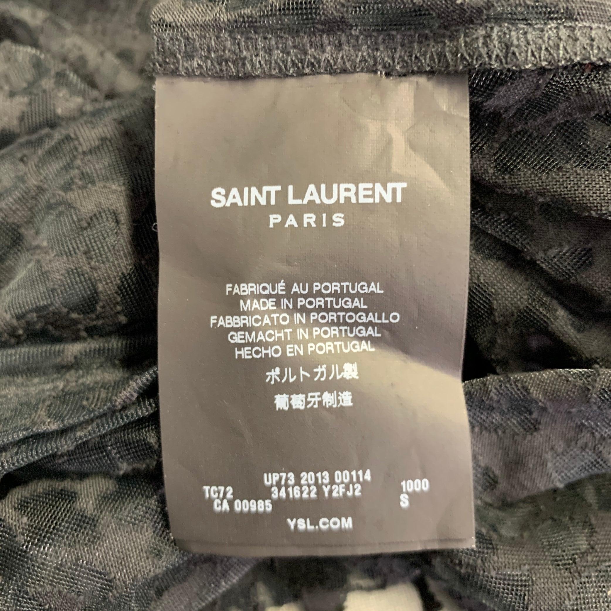 SAINT LAURENT Size S Noir Lyocell Blend See Through Animal Print Casual Top en vente 4