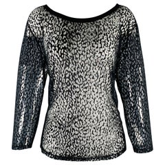 SAINT LAURENT Größe S Schwarz Lyocell-Mischung Durchsichtiges Oberteil mit Tiermotiv