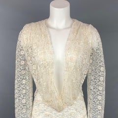 SAINT LAURENT Size S Cream Lace Bodysuit Dress Top