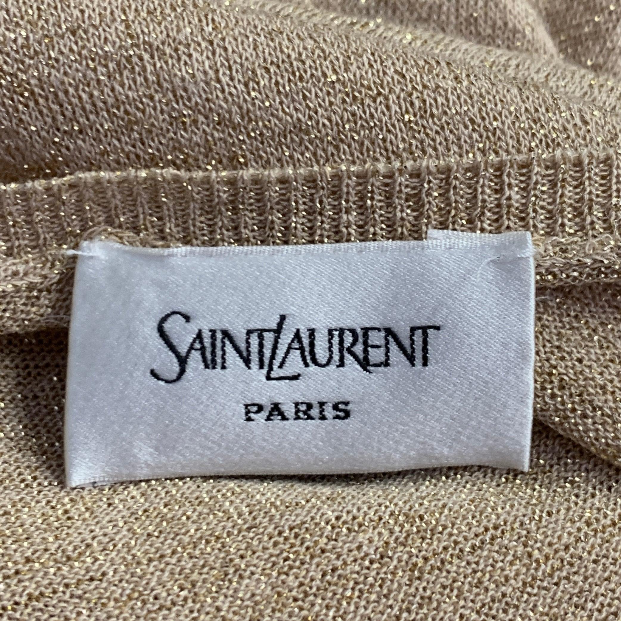 Women's SAINT LAURENT Size S Gold Beige Tank Long Cocktail Dress For Sale