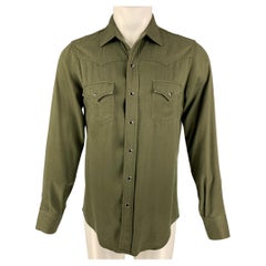 SAINT LAURENT Size S Olive Western Long Sleeve Shirt