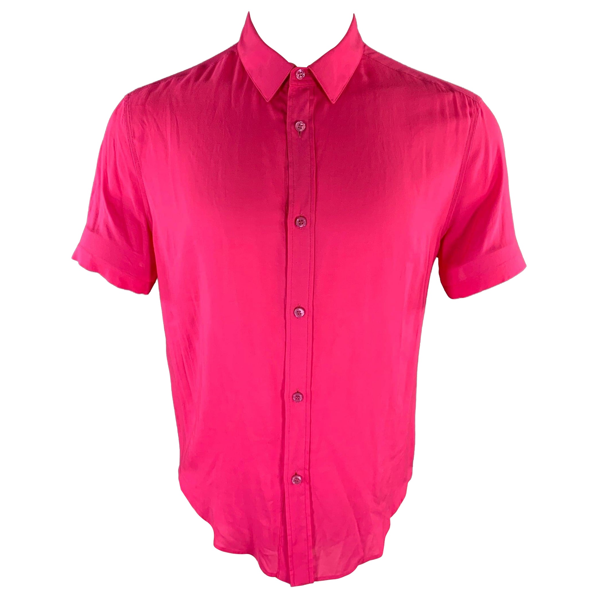 SAINT LAURENT Taille S Chemise rose à manches courtes