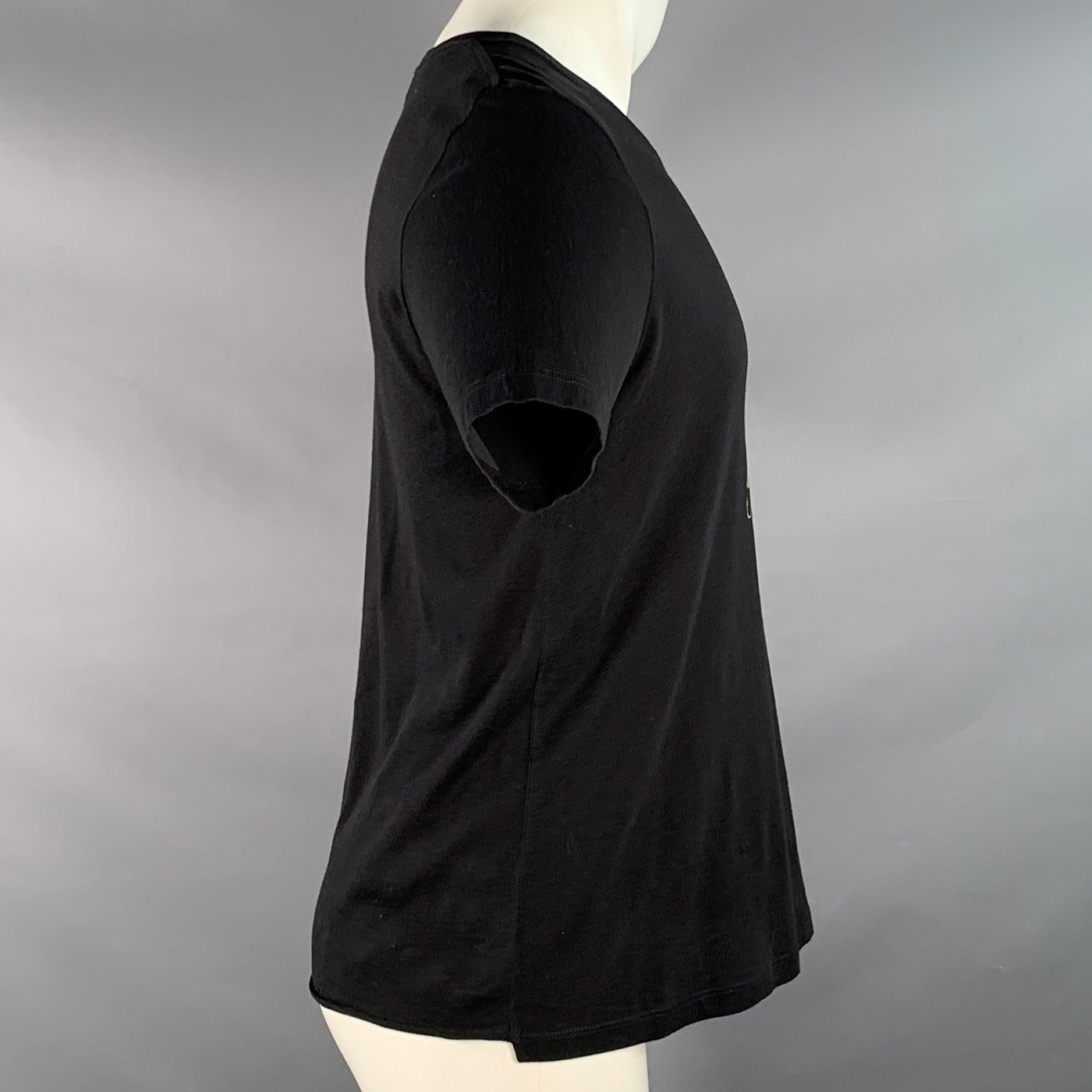 Noir SAINT LAURENT Size XS 24 UNIVERSITE Black Gold Graphic Cotton Short Sleeve T-shirt en vente