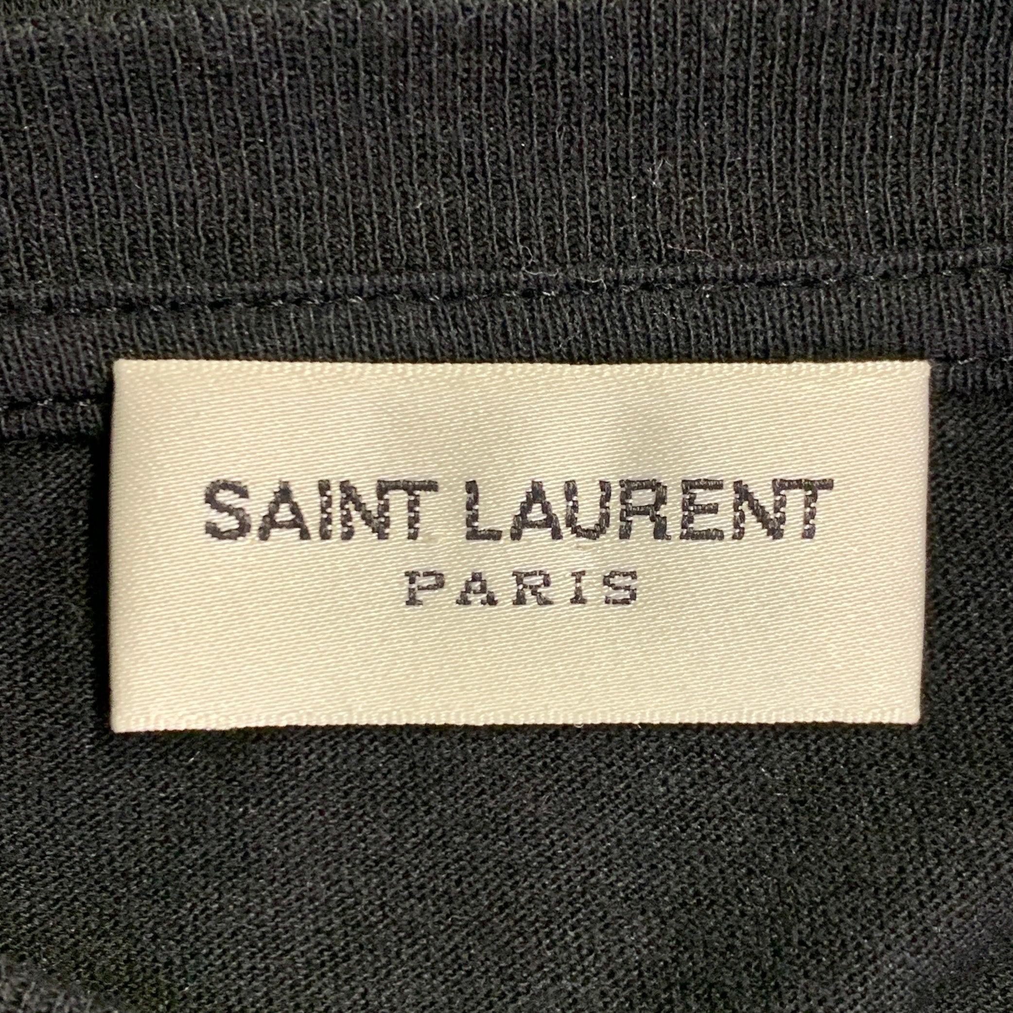 SAINT LAURENT Size XS 24 UNIVERSITE Black Gold Graphic Cotton Short Sleeve T-shirt Pour hommes en vente