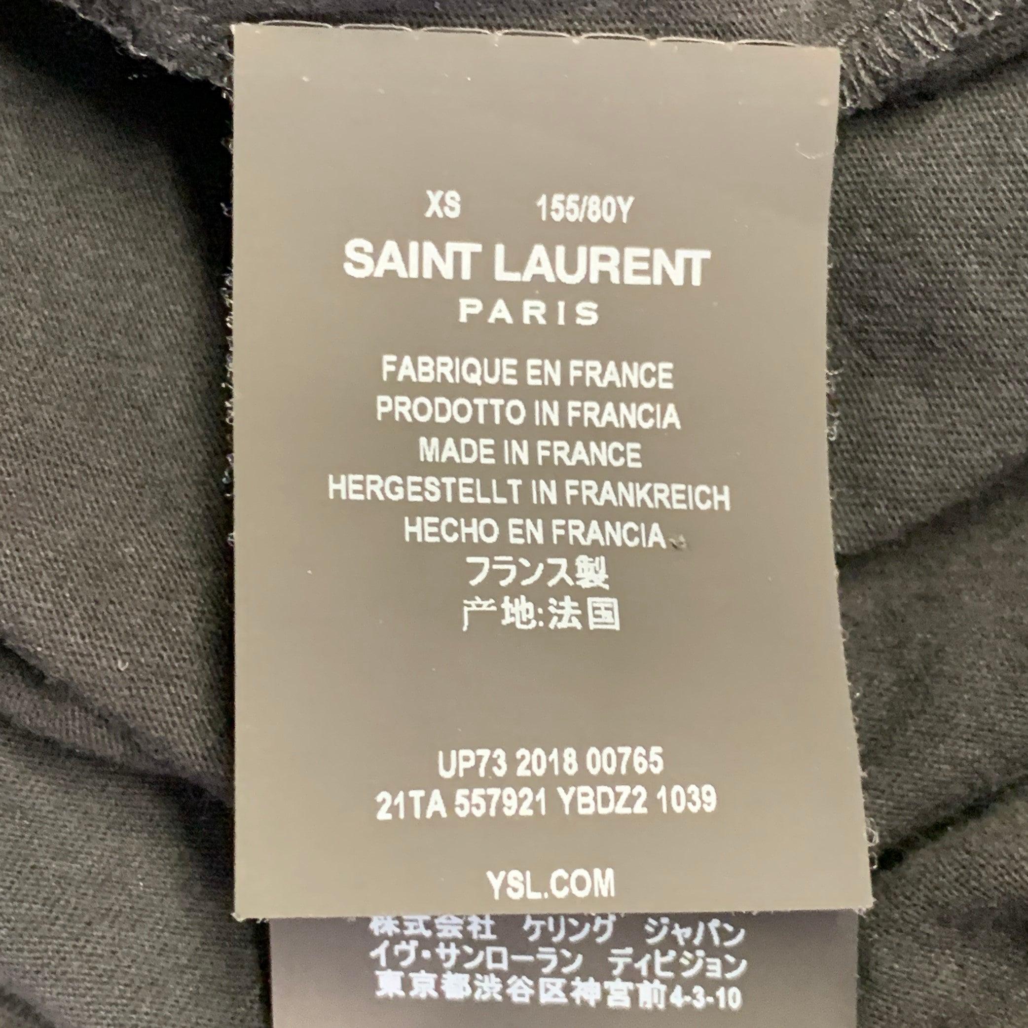 SAINT LAURENT Size XS 24 UNIVERSITE Black Gold Graphic Cotton Short Sleeve T-shirt en vente 1