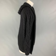SAINT LAURENT Size XS Black Knit Wool Mohair Hooded Cardigan
