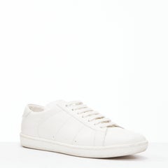 SAINT LAURENT SL/01 Court white leather gold logo minimal sneakers EU38